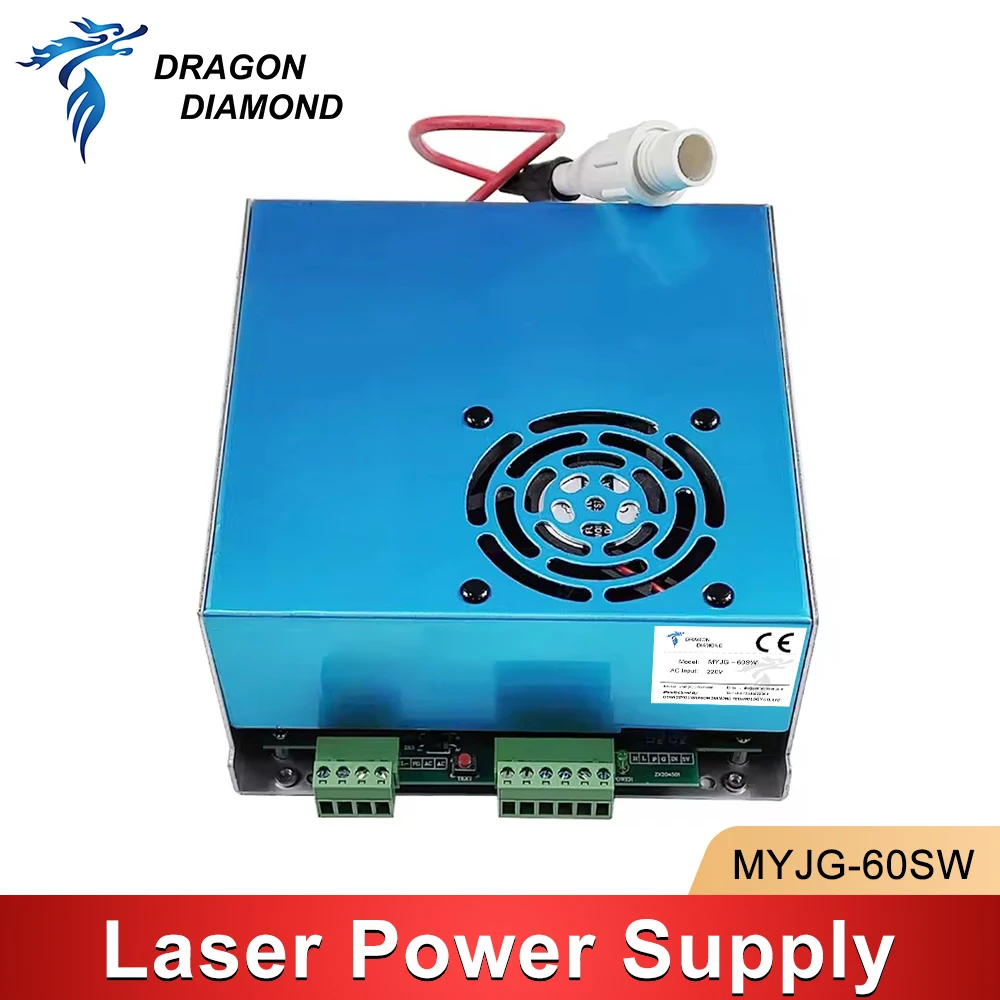 MYJG 60W Co2 Laser Power Supply 110V 220V لآلة نقش / قطع أنبوب ليزر Co2