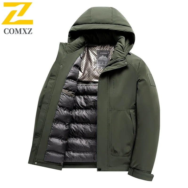

COMXZ Men Cotton Padded Jacket Classic Solid Style Snow Activities Windproof Techwear Bread Jacket Weekend Outings Padding Coat