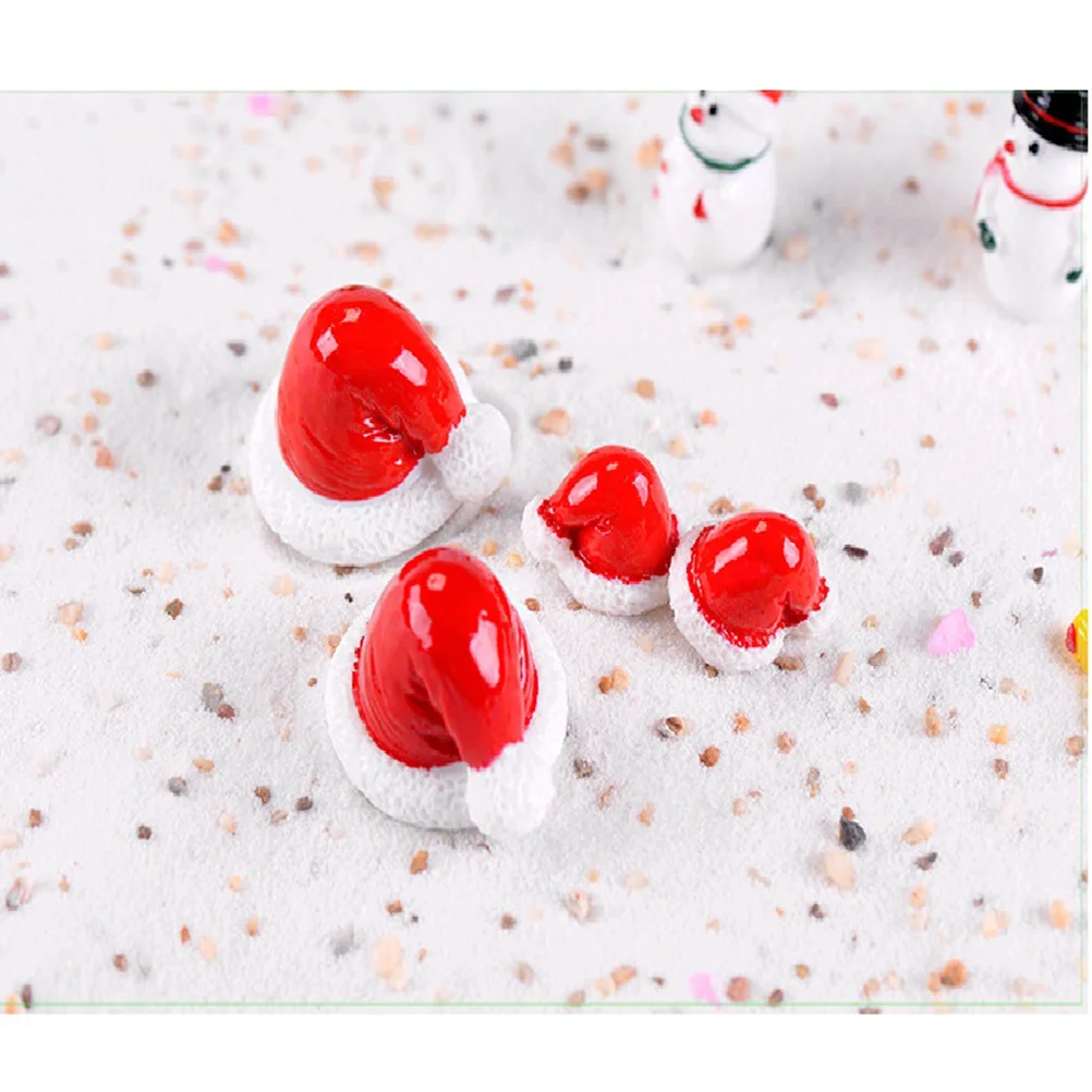 

10Pcs Christmas Resin Decorations Hat Ornament Micro Landscape Small Large Desk Ornament Elegant Xmas Decoration