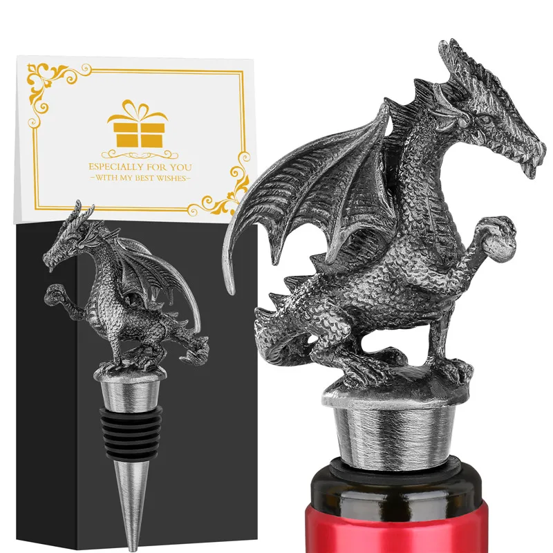 Bouchon de bouteille de vin en métal en forme de dragon 3D antique, économiseur de champagne, maison, cuisine, club, accessoire de convocation de mariage