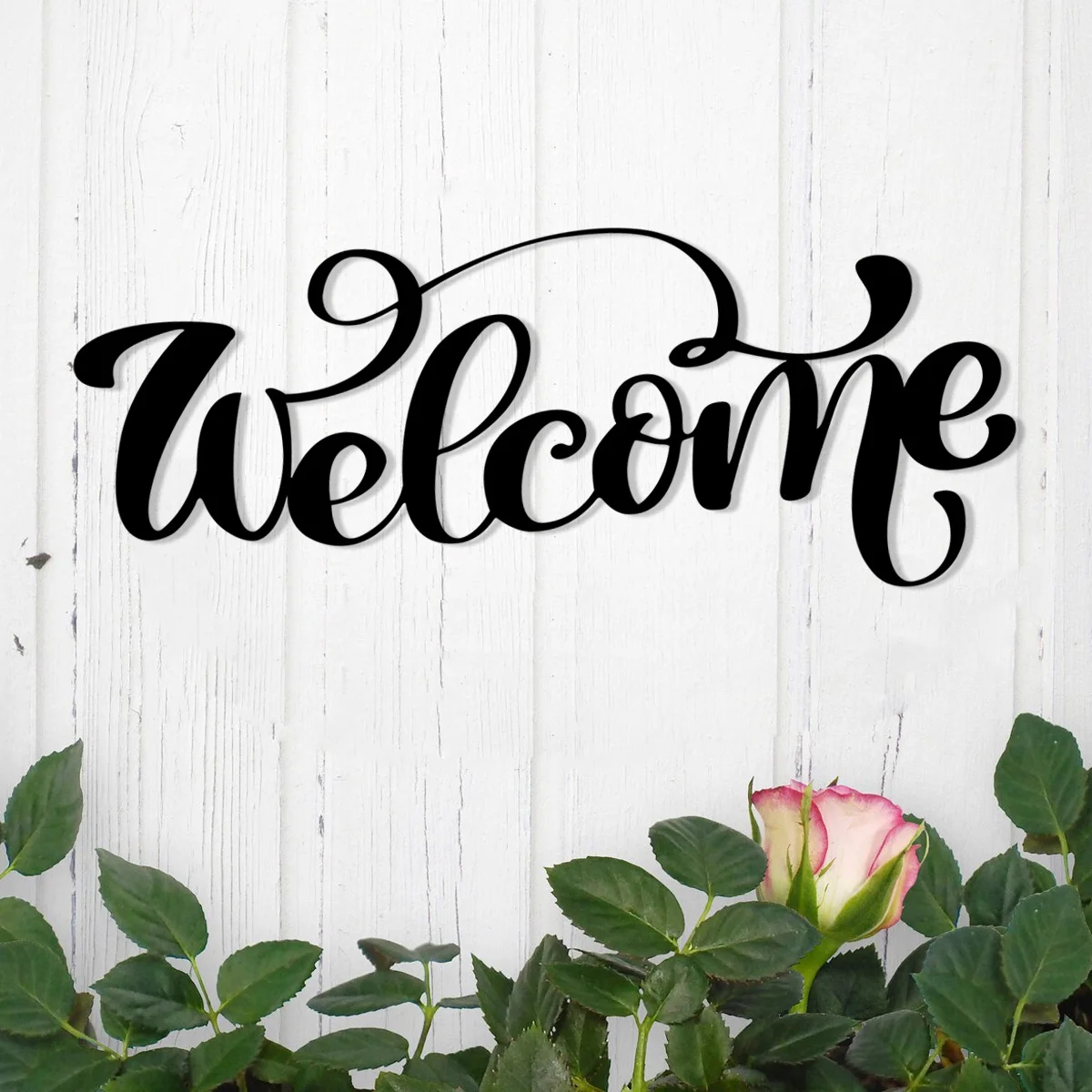 1PC Welcome Sign Wall Decor Metal Wall Art Decor Wall Plaques Ornaments for Home Wedding Bedroom Living Room Decoration