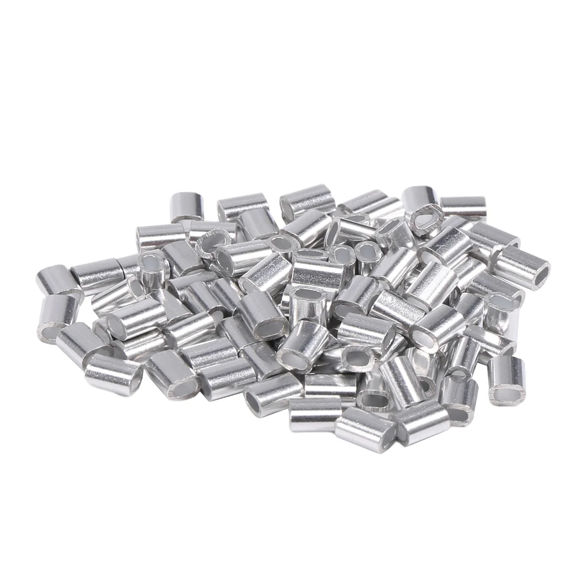 100 Pcs 1mm Steel Wire Rope Aluminum Ferrules Sleeves Silver Tone