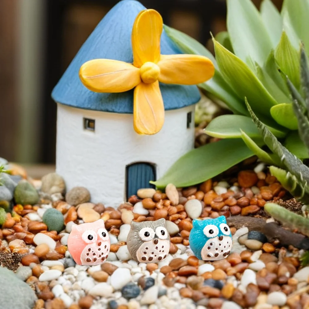 

15Pcs Miniature Accessories for Micro Landscapes Resin Small Owl Statues Decor Craft Ornament for DIY Terrarium