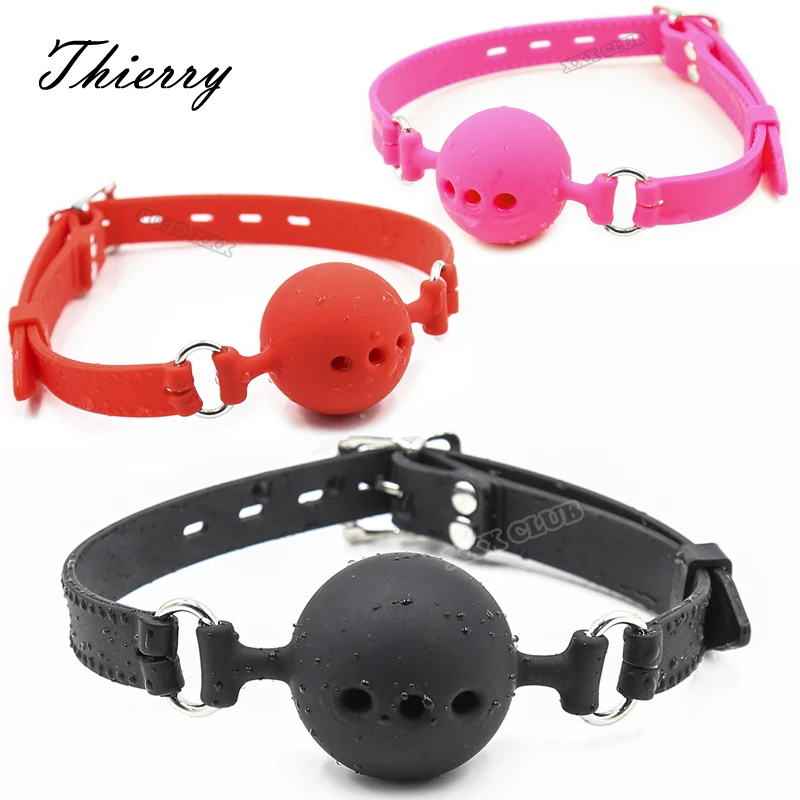 Thierry Fetish Extreme Breathable Silicone Ball Gag Bondage Restraints Open Mouth Gags Adult Game Sex Toys For Couple Size S M L