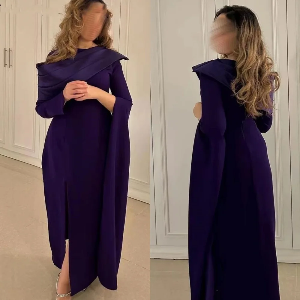 

Customized Exquisite Long Sleeve Mermaid Evening Dress Charming High Split Prom Dress Sexy Ruched Ruffles Party Gown فساتين سهرة