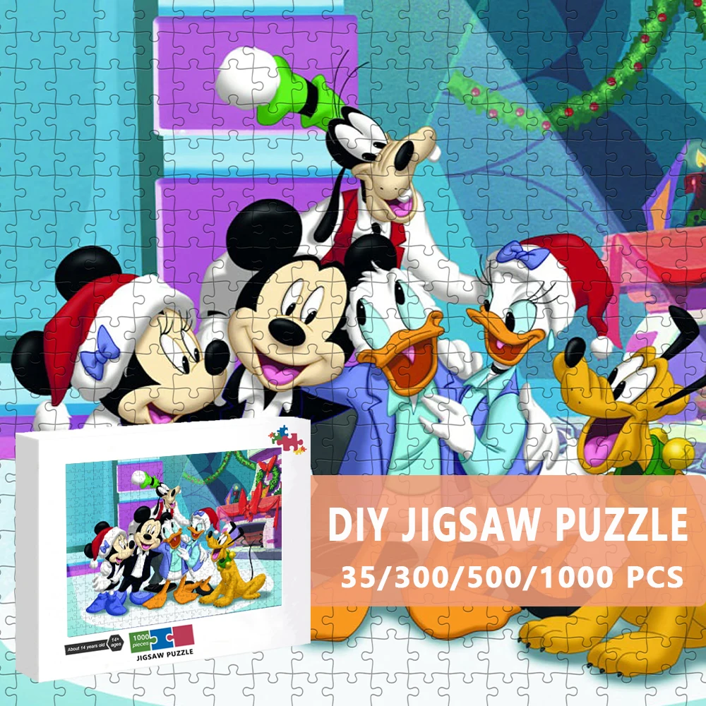 

Disney 1000 Pieces Cartoon Anime Diy Wooden Puzzle Mickey Mouse Donald Duck Assembled Jigsaw Puzzle Educational Toys Kids Gifts