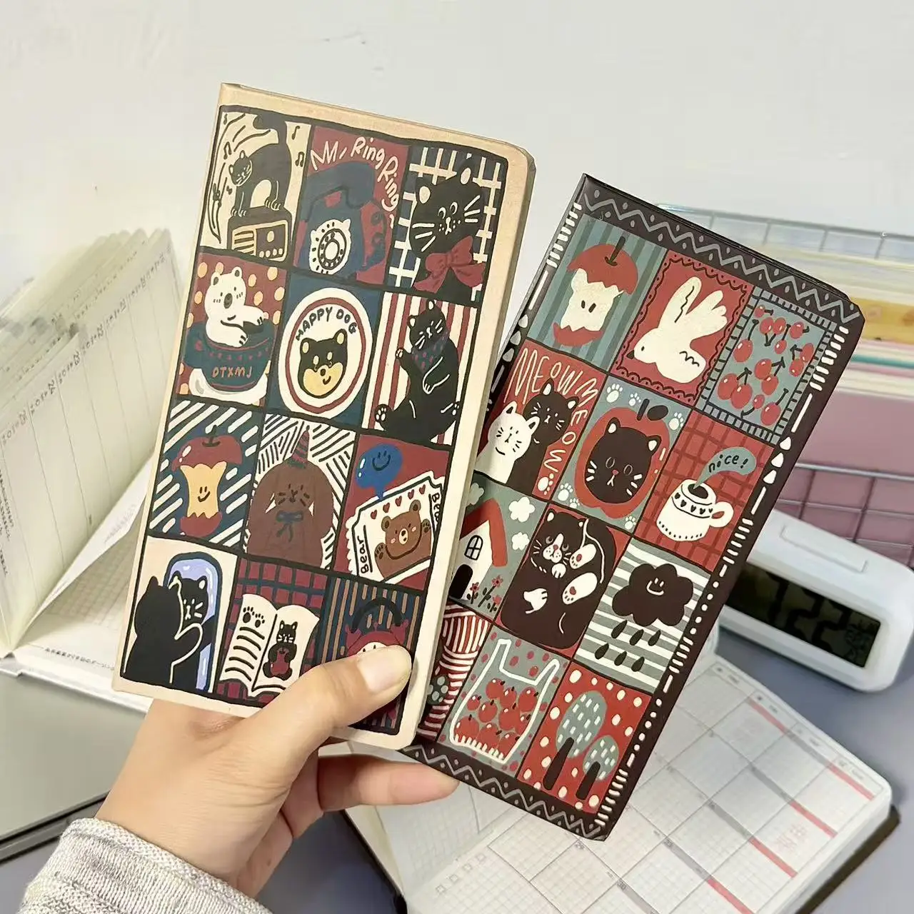 New Weekly Notebook Retro Illustration Plan Schedule Book High Value Cartoon Portable Notepad Handbook