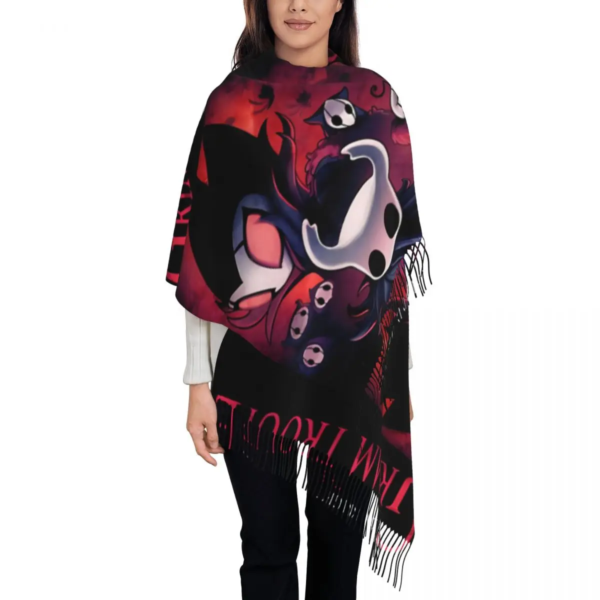 

Women's Scarf with Tassel The Grimm Troupe Large Shawl and Wrap Hollow Knight Indie Games Adventure Daily Wear Pashmina Scarves