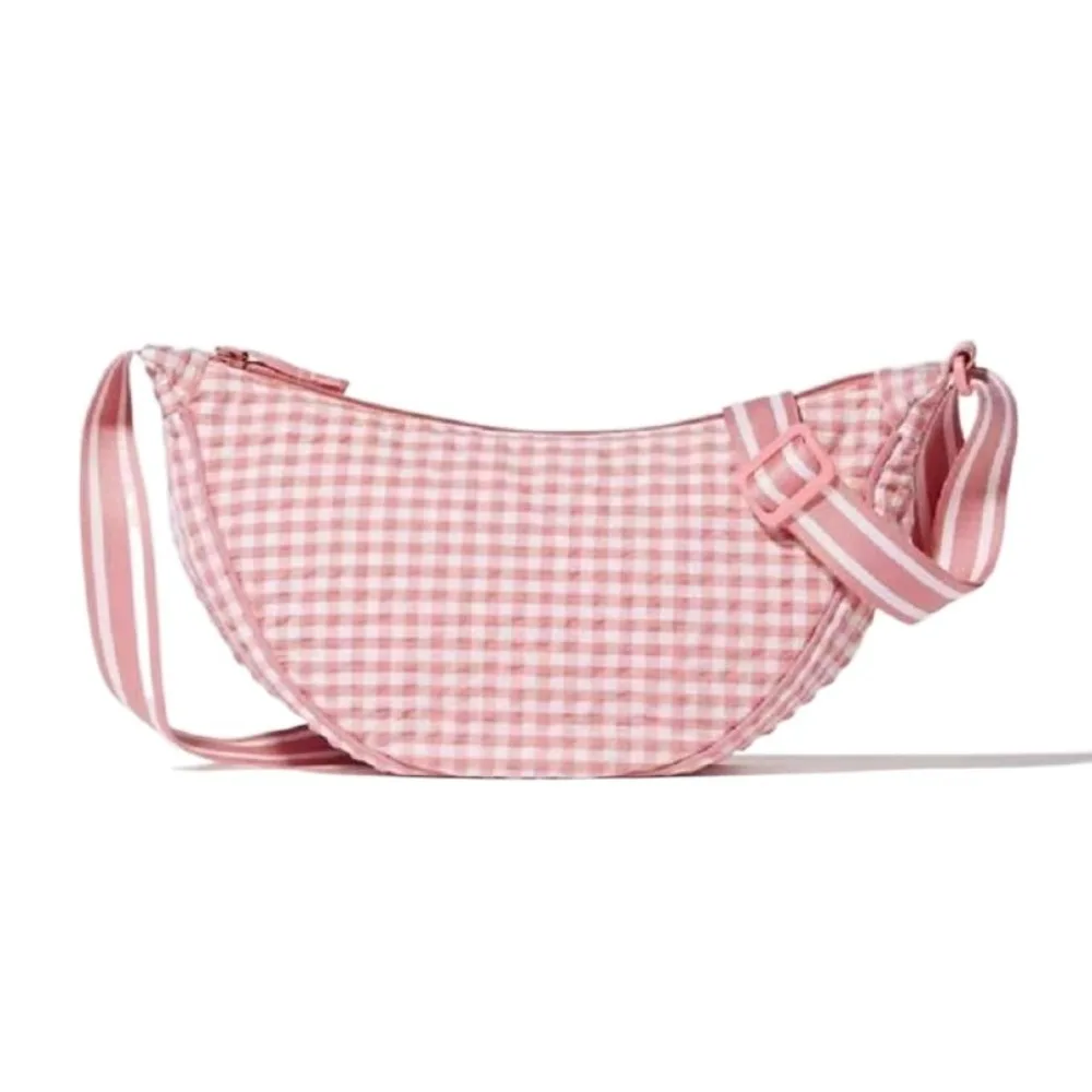 

Fashion Canvas Plaid Shoulder Bag Versatile Lightweight Nylon Crossbody Bag Underarm Bag Adjustable Strap Dumpling Bag Outdoor