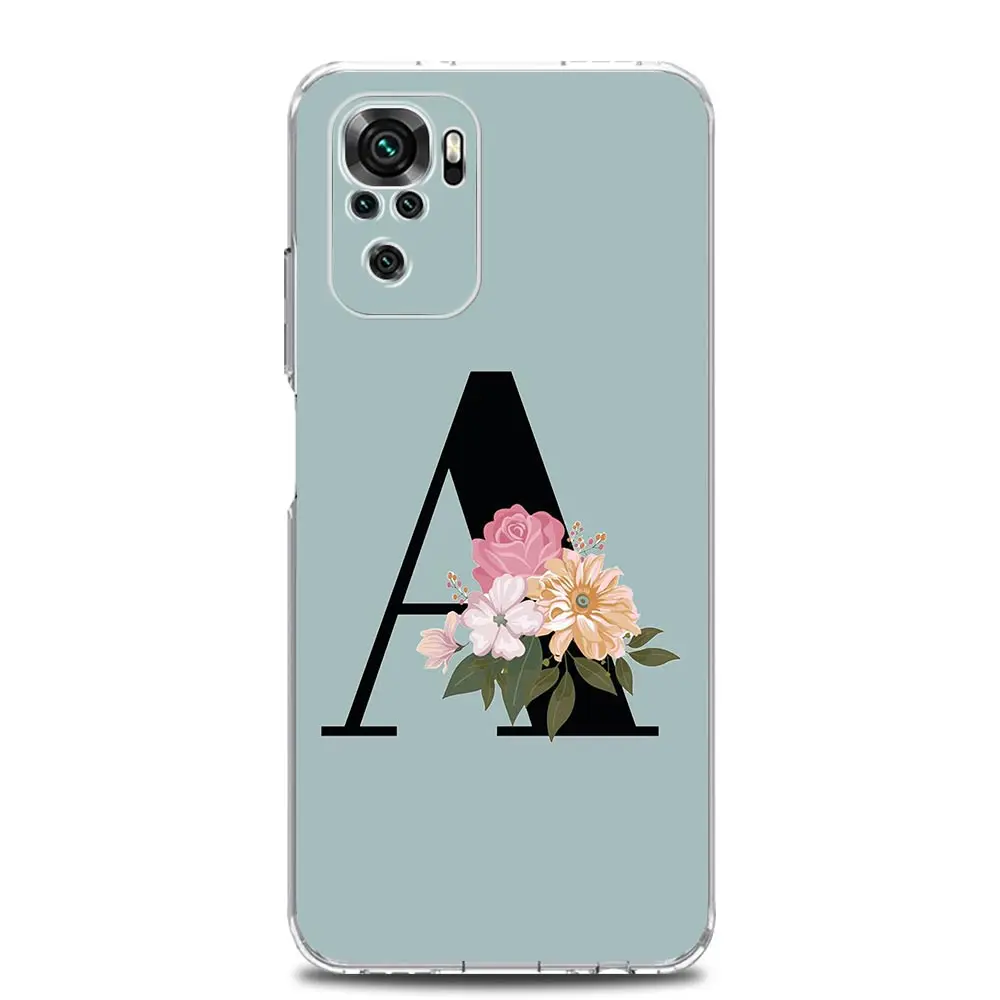 Flower Letters S Phone Case For Xiaomi Redmi Note 13 12 5G 9S 9 8 10 11 Pro Plus 4G 9T 13C 12C10C 9C 9A 7 Pro Clear Cover