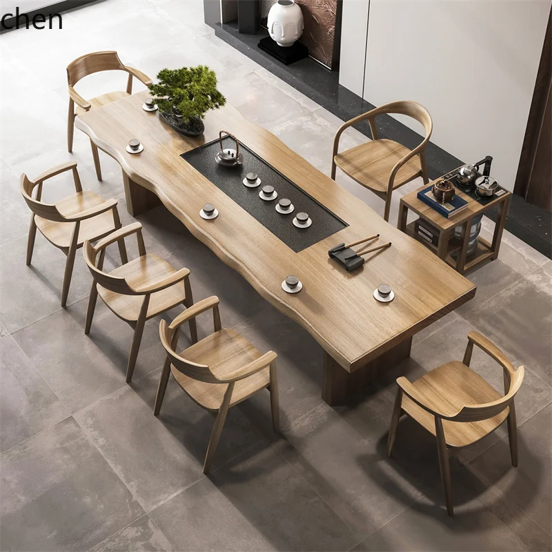 FZ Tea Table And Chair Set Modern New Chinese Style Home Living Room Tea Table Zen Tea Brewing Table With Integrated Kettle