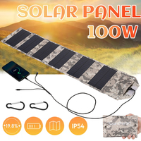 6-Fold 100W Foldable Solar Panel Battery Charger 5V Solar Cell USB Solar Folding Bag Power Bank for Phone Camping Emergency