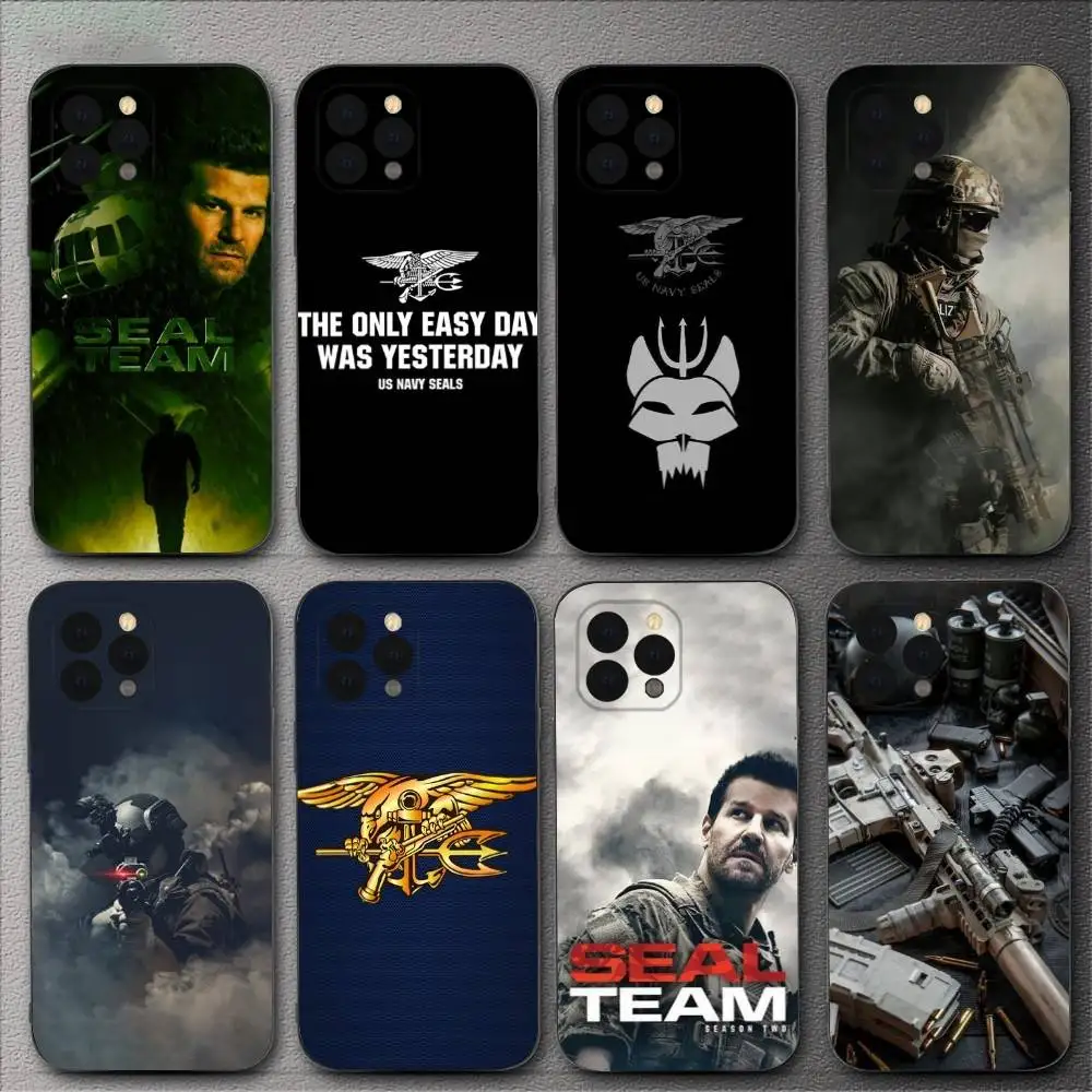 

PRF Police S-SEAL Team Phone Case For iPhone 16,15,14,13,12,11,XS,XR,X,8,7,Pro,Max,Plus,mini Silicone Black Cover