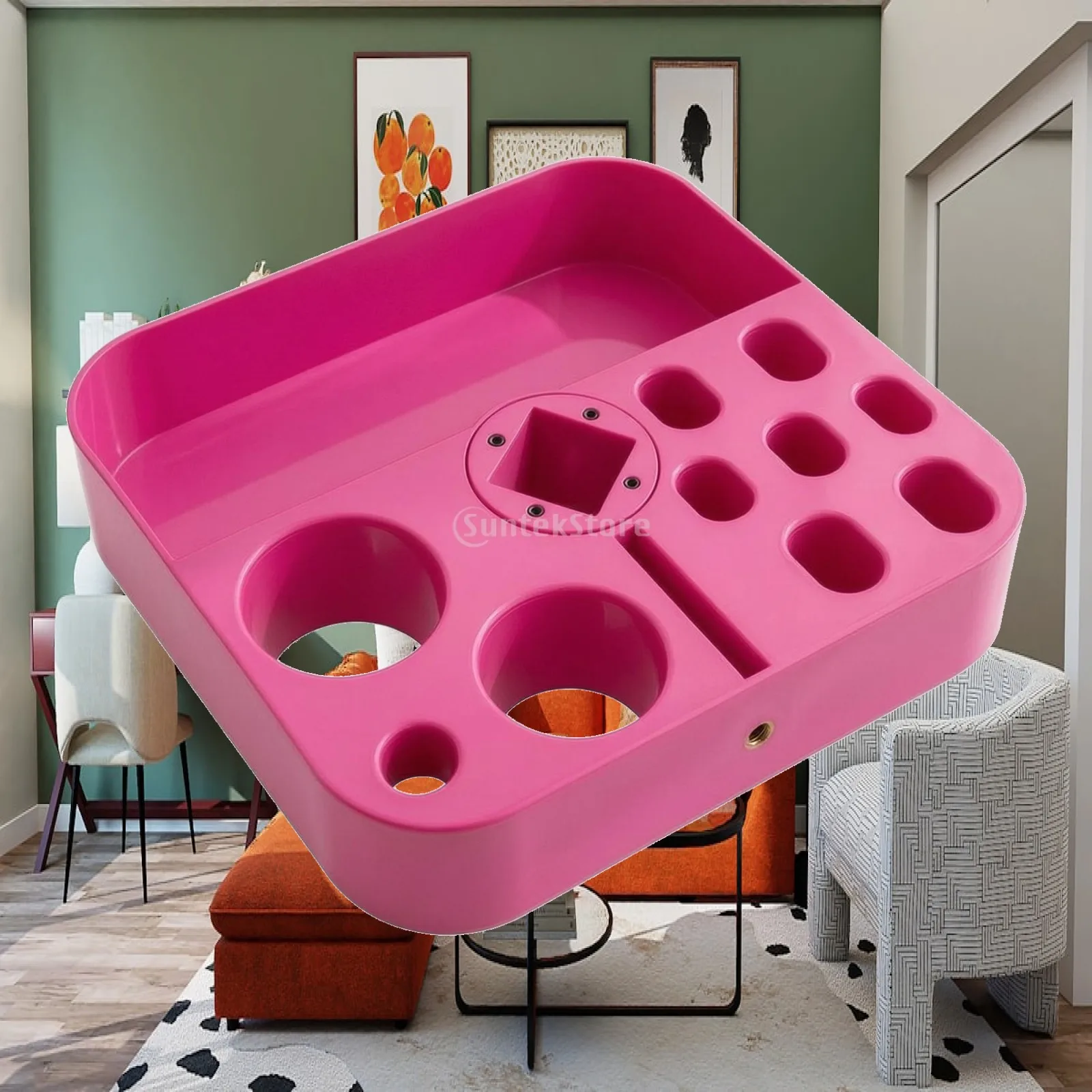 Rotating Pet Grooming Organizer Tray with Clamp for Dog Brush Scissor Clipper Storage Supplies Holder