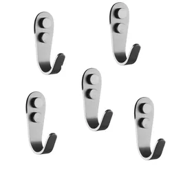 5 Pcs Stainless Steel Organizer Hook Bathroom Hook Rustproof Kitchen Utensil Utility Hanger Metal Wall Mount