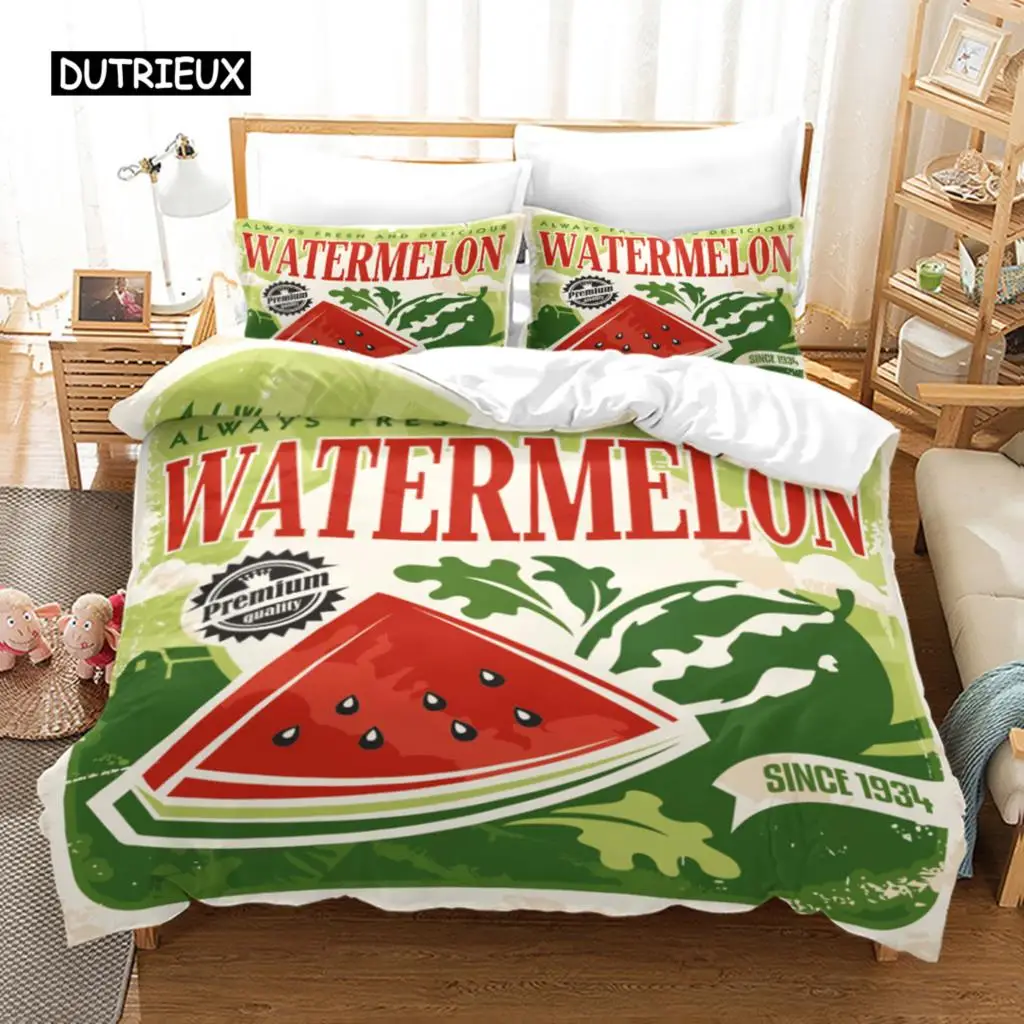 

Fruit Duvet Cover Set Cartoon Watermelon Summer Theme Bedding Set for Kid Girl Double Queen King Size Microfiber Comforter Cover