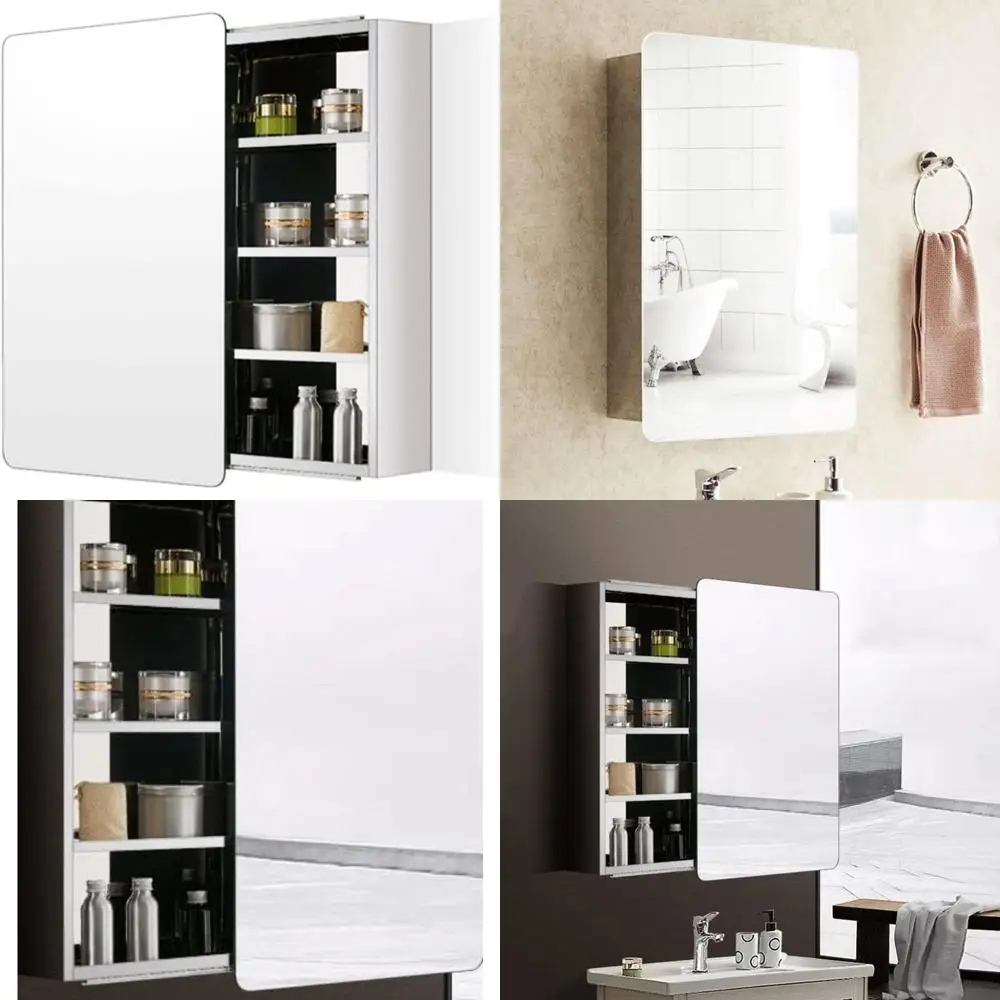 

Wall-Mounted Sliding Mirrored Medicine Cabinet - Vanity Storage with Mirror for Bathroom