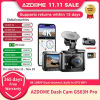 AZDOME Dash Cam GS63H Pro 4K 1080P Dual-channel Camera for Car Built-in GPS WIFI Car DVR 24H Parking Monitor Black Box داش كام