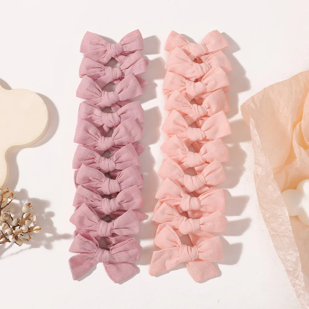 Zufällige Farbe 20 Stück Baumwolle Haarschleifen Clip für Baby Mädchen BB Haarspangen Boutique Haarnadeln Haarspangen Kopfbedeckung Kinder Haarschmuck