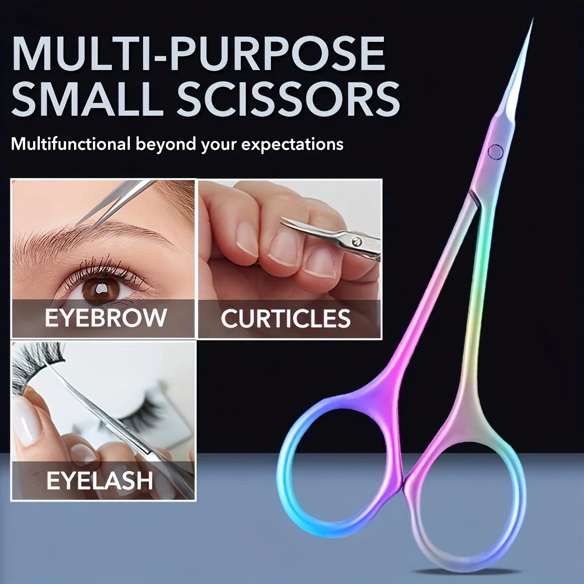 Stainless Steel Cuticle Scissors Precision Curved Tip Nail Trimmer for Dead Light Beige Removal Ergonomic Ambidextrous Design image 3