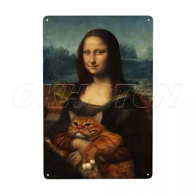 Vintage Sexy Mona Lisa Metal Sign Personalized Leonardo Da Vinci Metal Tin Plaque Pub Bar Sign Man Cave Decoration Iron Plates