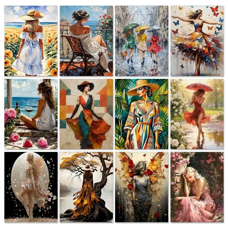 

GATYZTORY Painting By Number Women Wall Art DIY Frame Picture By Numbers Figure Acrylic Canvas Painting For Decoration