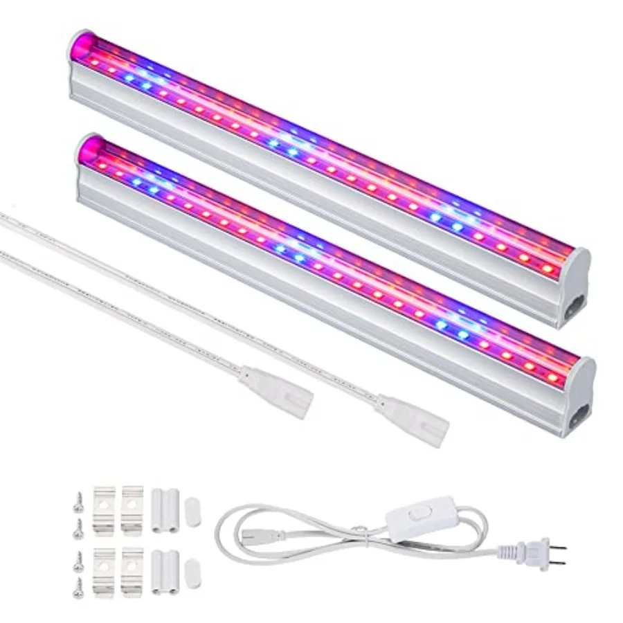 

Plant Grow Light, 2pcs T5 LED Growing Light Red Blue Spectrum for Indoor Plants, 11.5inch/Strip, US Plug with On/Off Switch, Lo