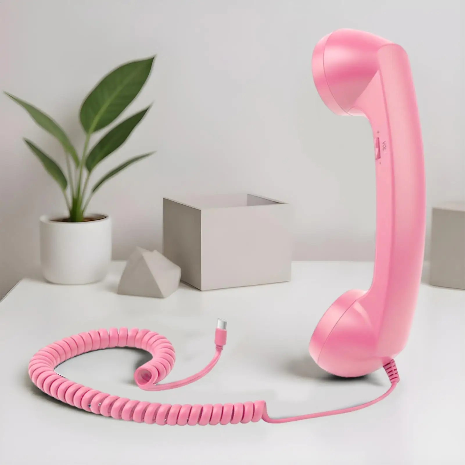 Type-C Retro Phone Adapter Landline Converter with Microphone Handset Classic Home Office Travel Desk Telephone Accessory Gift