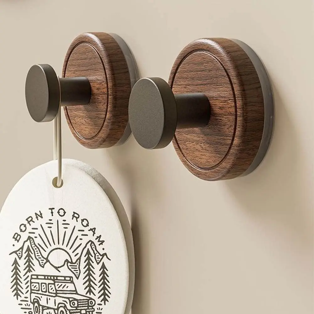 

2pcs No Drilling Suction Cup Wood Hook Wall Mount Hanging Towel Rack Bathroom Wall Hook Easy Installation Save Space