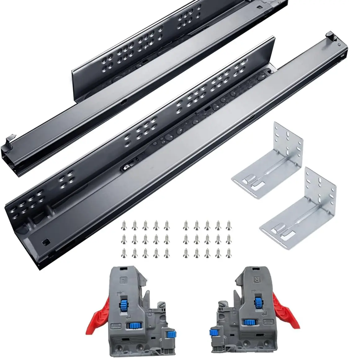 21 Inch Undermount Soft Close Drawer Slides Full Extension Concealed Bottom Mount Rails Locking Device 3/4