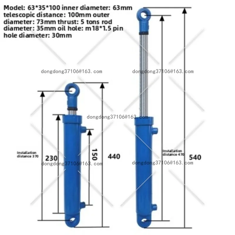 

63 Bore Two-way Cylinder Double-acting Hydraulic Oil Top Engineering Cylinder Crane Stage Car Small Cylinder