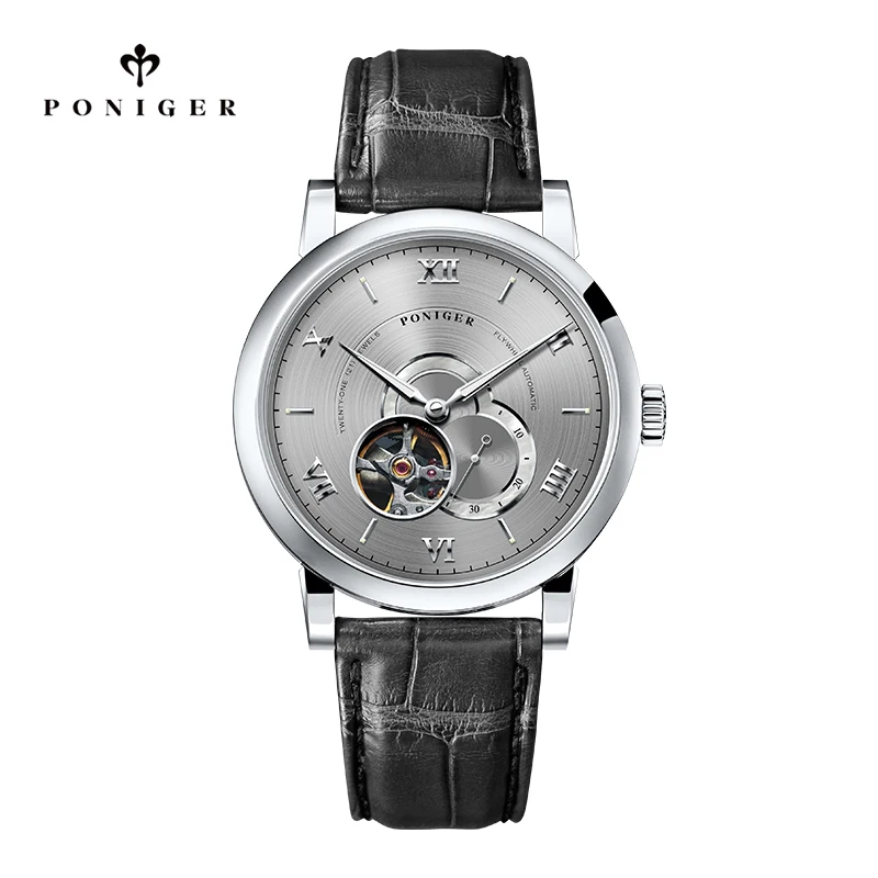 PONIGER New Style MIYOTA Movement 82S5 Men Wrist Watch 41.5mm Classic Skeleton Design Luminous Automatic Watches