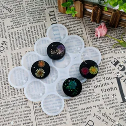 Molde de resina para fabricación de joyas, colgante redondo ovalado de 8/12 piezas, epoxi de cristal Diy, dijes de pendientes, molde de silicona para llavero, fundición de etiquetas