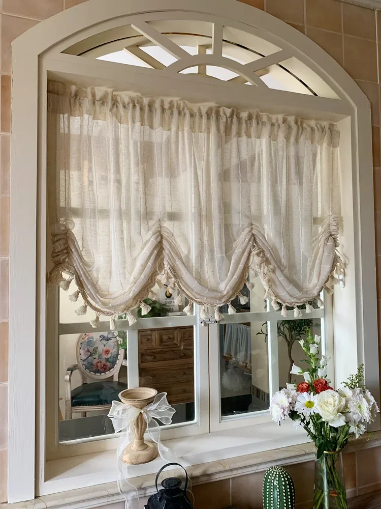 American Nordic Roman Blinds Vertical Linen Lifting Window Tulle Sheer Curtains for Living Room Bedroom Dining Door Kitchen
