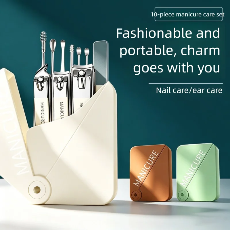 Professional German Nail Clipper Set, Anti-Splash Manicure Pedicure Kit, Stainless Steel Slant Edge Toenail Clippers