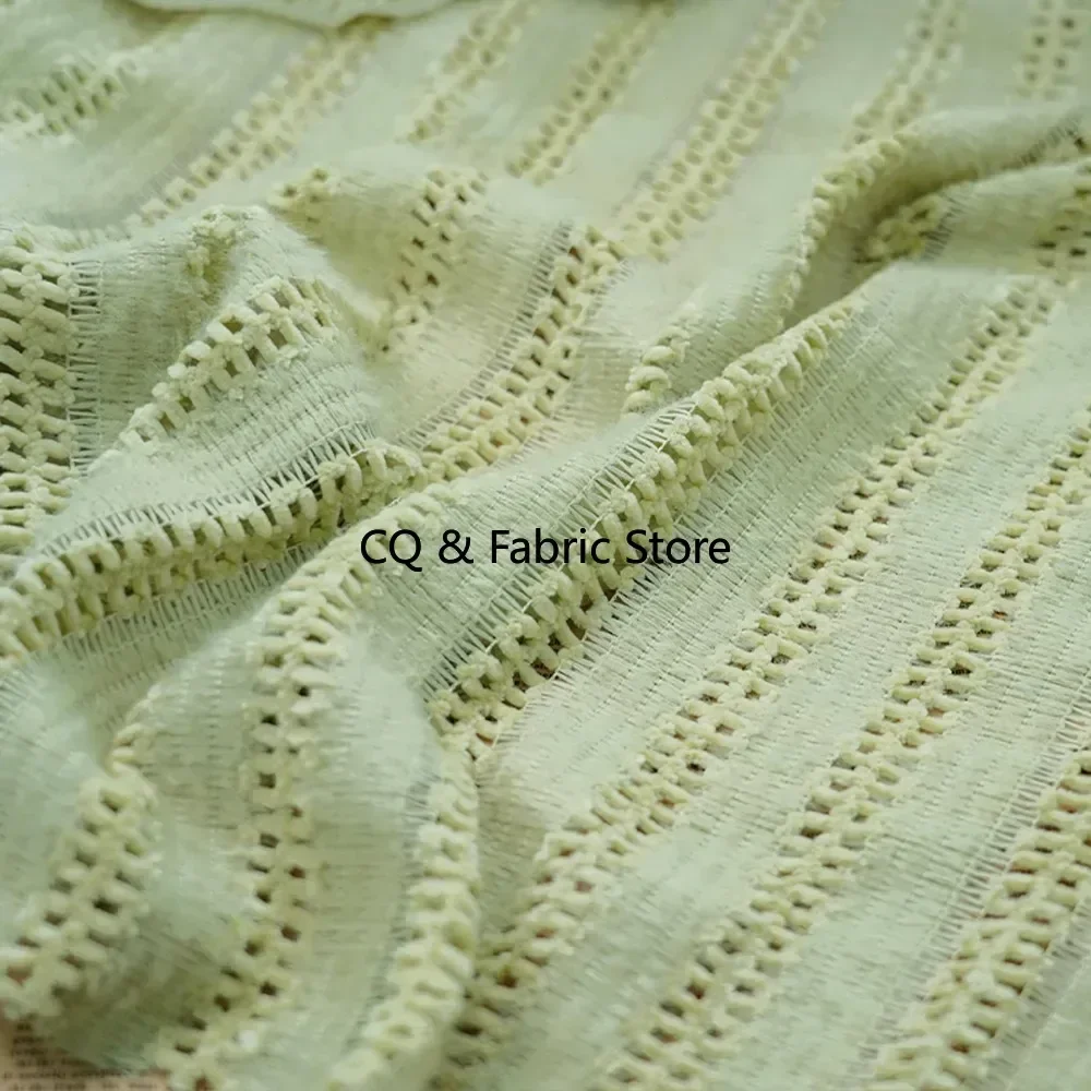 Stylish Autumn And Winter Multi-color Hollow Striped Embroidered Fabric For Coats And Dresses Fashion 1 meter