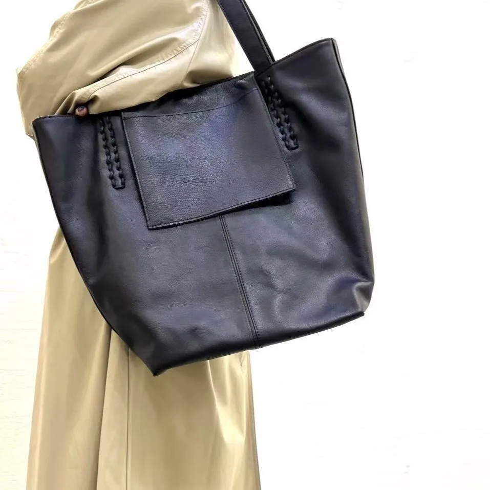 

Vintage Genuine Leather Women's Tote Bag 2026 New Trendy Fashion Minimalist Large Capacity Bag
