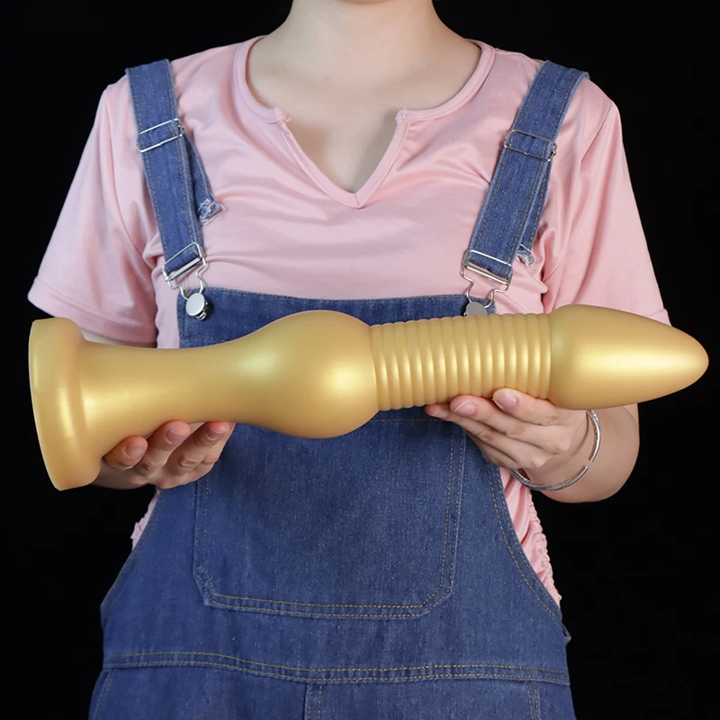 New Big Beads Silicone Dildo Golden Huge Fake Penis Anal Plug Anal Dilator Prostate Massager Masturbator Sex Toys For Women Men