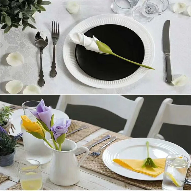 Napkin Holders Floral Napkin Folding Kit Simple Rose Design Table Setting Accessory Easy DIY Romantic Table Decor