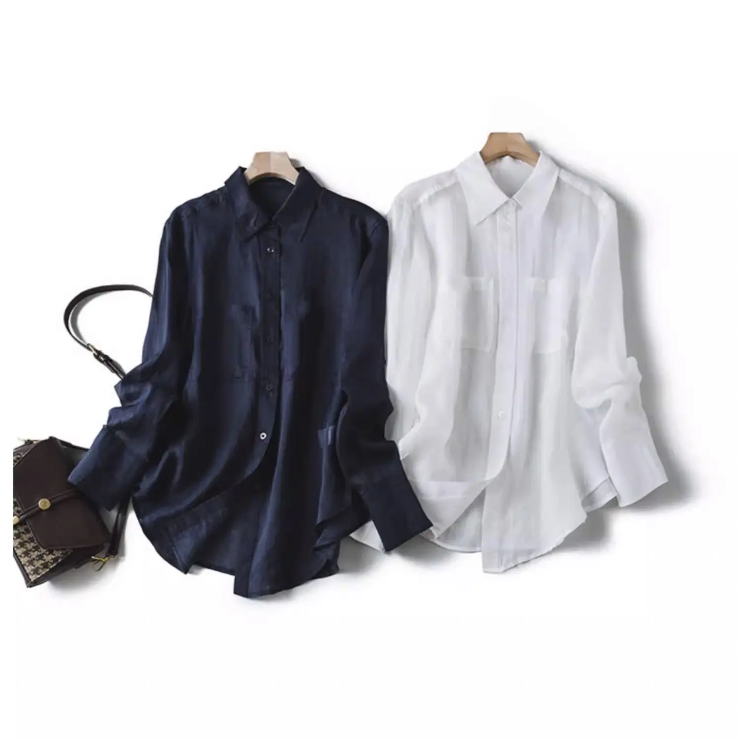 

Dave&di Long Sleeved Shirt For Women, Loose, Vintage Style, Medium To Long Length, With A Collar And Long Sleeves