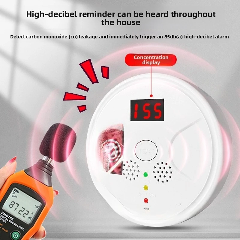 إنذار أول أكسيد الكربون للاستخدام المنزلي وكاشف ثاني أكسيد الكربون للتدفئة الداخلية - يكتشف دخان الفحم على شكل قرص العسل وتسرب ثاني أكسيد الكربون المتصل بالفحم