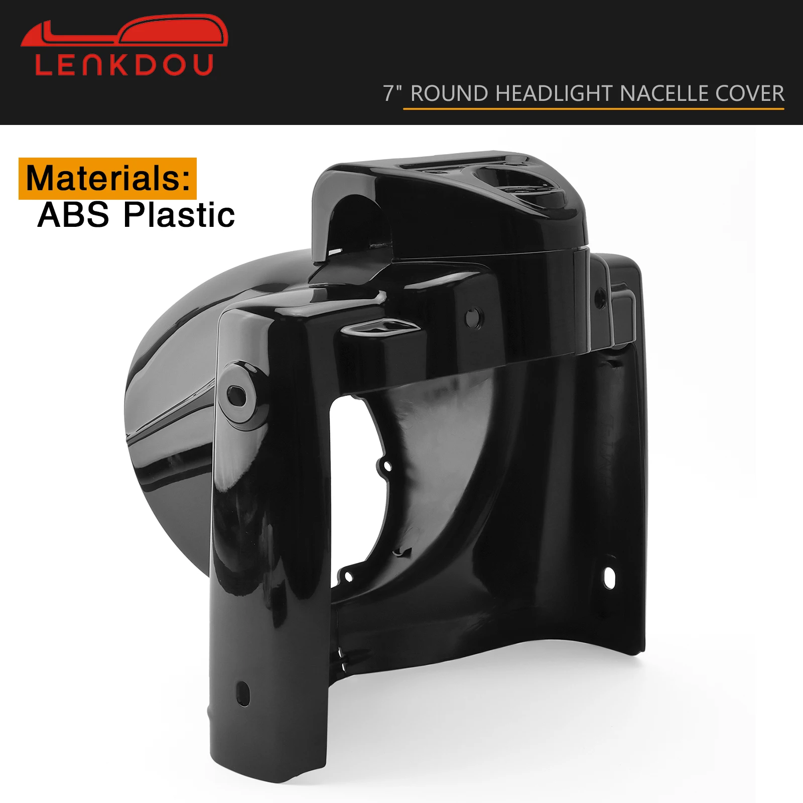7\'\' Motorcycle Black Round Headlight Nacelle Cover For Harley Touring Road King FLHR 2014-2023 Moto Accessories ABS Plastic