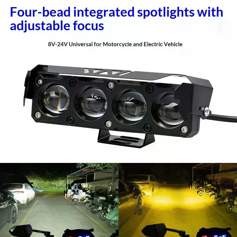 1PCS Motorcycle LED Spot Light Dual Color Hi/Low Beam Fog Lamps For Car Trucks