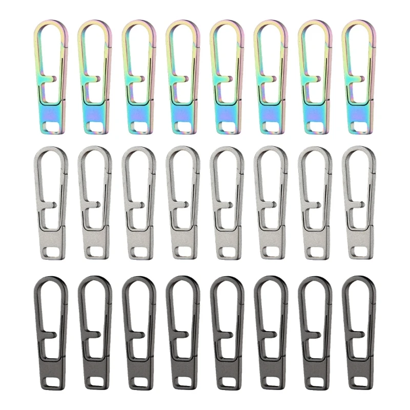 

8Pcs Titaniums Alloy Zippers Puller Headers Hanging Buckles Detachable Zippers Puller Dropship