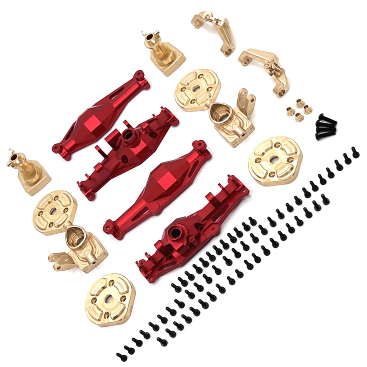 N18R RC Car Upgrade Front and Rear Axle Housing Brass Cup C Bridge Cover Kit for 1/12 H12Y H12Y+ RC Car Accessories Red