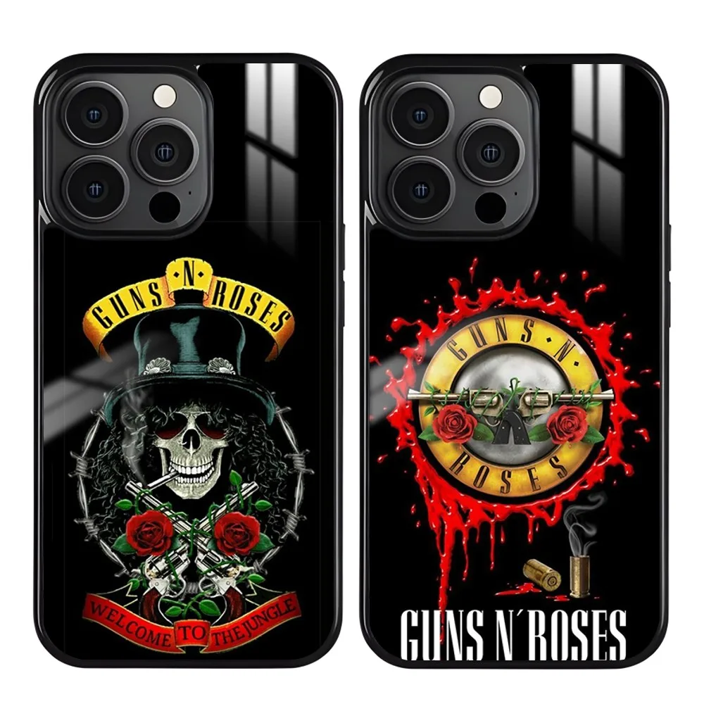 G-Guns N Band Roses Phone Case For iPhone 16 15 14 13 Pro Max Plus Mini Magnetic Magsafe Wireless Charging Cover