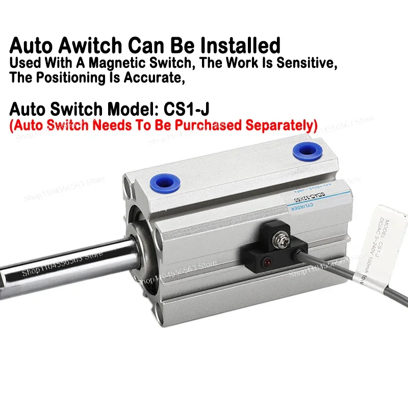 أسطوانة قضيب مزدوج هوائي مدمج عالي الجودة سلسلة SDAD 20-63 مم، مخرج مزدوج مع شوط 10-50 مم