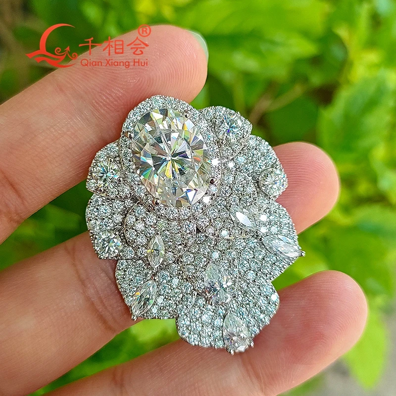 30*40mm Peacock hair earrings S925 rings earrings ear stud D vvs white moissanite stone earrings jewelry woman gift