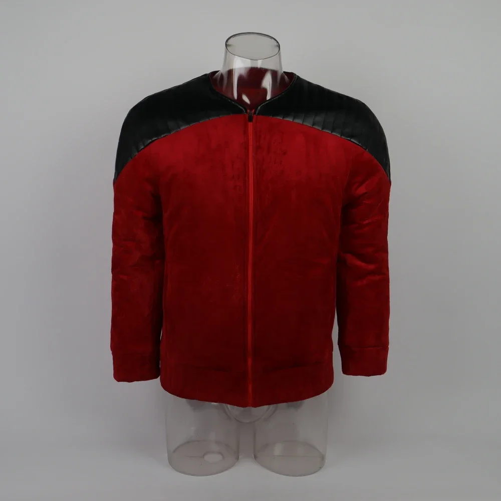 Disfraz de Star The Next Generation para hombre, chaqueta de uniforme de servicio del Capitán Picard, TNG rojo, abrigo cálido de invierno, accesorio de Cosplay