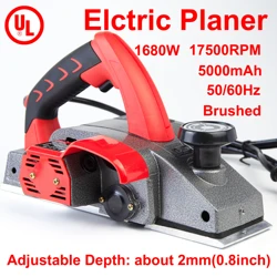 1680W High Power Electric Planer Cordless 17500RPM 5000mAh 2MM Adjustable Depth Multifunctional Wood Cutting Power Tool